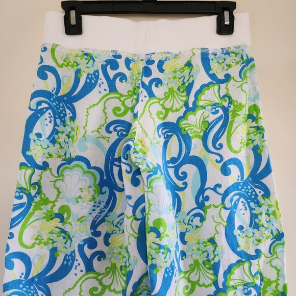 Lilly Pulitzer The Beach Pant Linen Crystal Coast Blue Green Linen Size XS - Picture 8 of 11